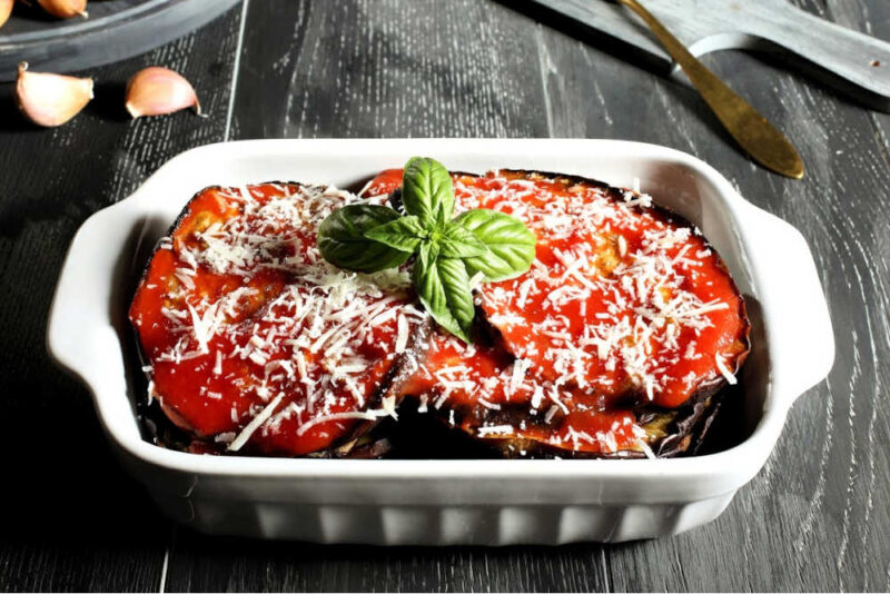Eggplant Parmesan In A Baking Dish